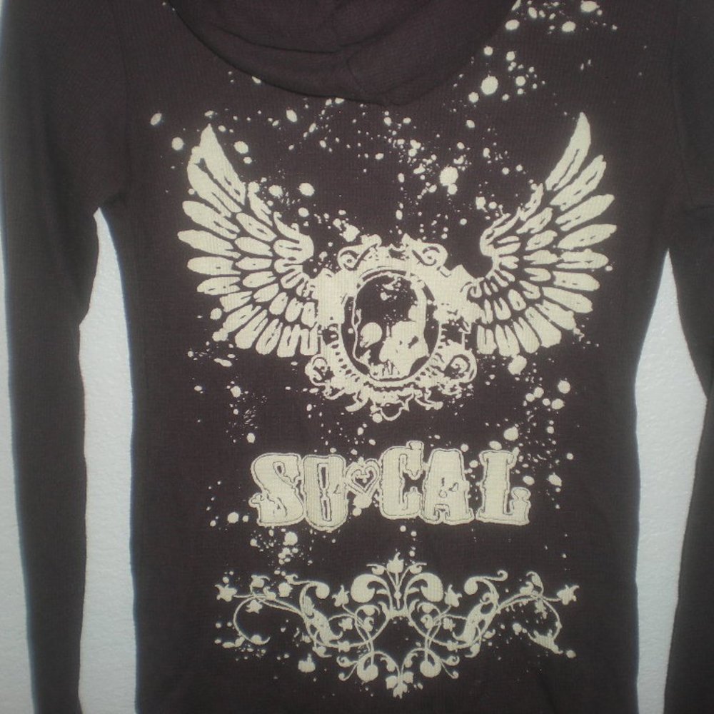 SO CAL Brand  Hoody  Henley  Thermal   NWOT   Brown  Size Small